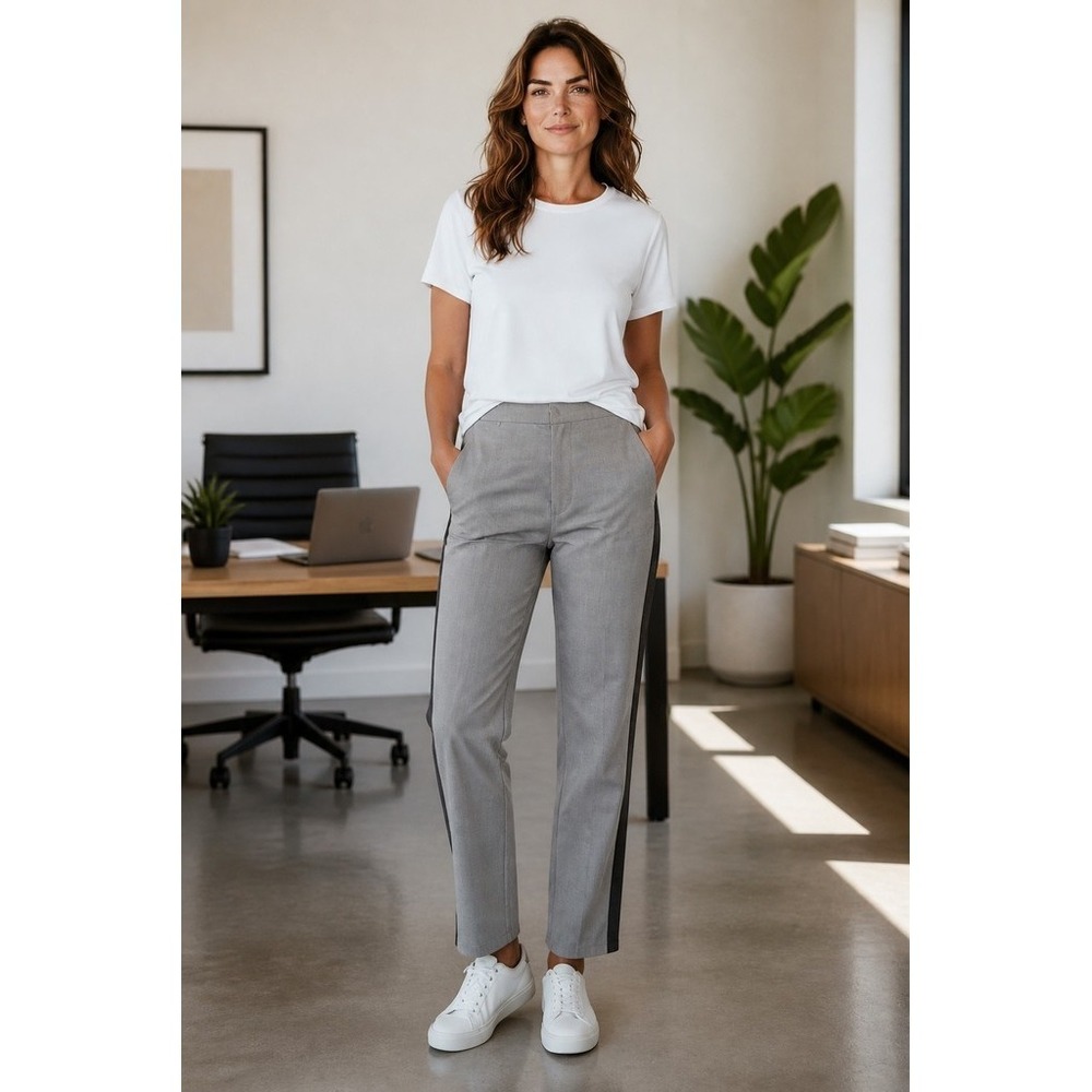 J.Jill Dress Pants Womens Size 16 Heather Gray Black Tuxedo Stripe office siren